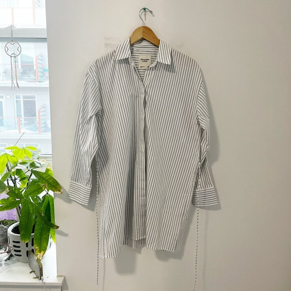 NEW Abercrombie & Fitch White & Blue Stripe Shirt Dress Size XS